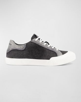 Karl Lagerfeld Men & apos;s Denim Side Logo Low-Top Sneakers
