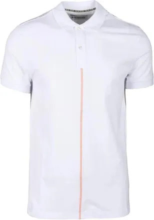 Dirk Bikkembergs White Striped Stretch Polo Shirt