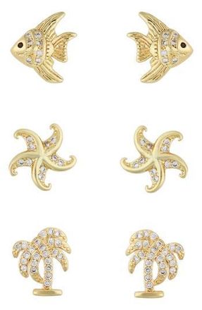 Panacea Set of 3 Assorted Cubic Zirconia Stud Earrings in Gold at Nordstrom Rack