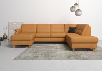 HOME AFFAIRE Wohnlandschaft »Palmera U-Form, B: 308 cm« optional Bettfunktion & Bettkasten, Federkern