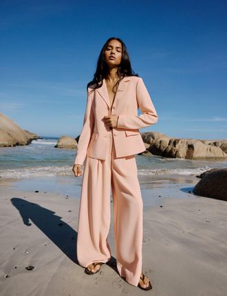 Nobody's Child Peach Tailored Wide Leg Trousers