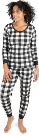 Leveret Womens Cotton Plaid Matching Family Holiday Pajamas in Plaid Black & White at Nordstrom, Size 4X-Large