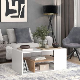 Vicco Mesa De Centro Edgar, Roble Blanco/dorado, 110 X 59 Cm, Vicco