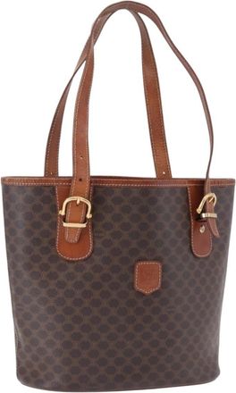 Celine Vintage Macadam Canvas Brown Canvas Handbag (Pre-Owned)