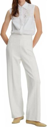 Exquise Palazzo Elastic Waist Knit Pants In Ecru