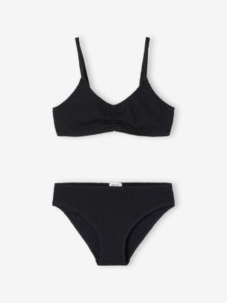 Jonen M&auml;dchen Bikini aus Strukturmaterial schwarz
