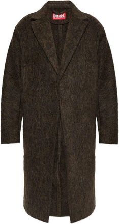 Diesel Textured Dark Brown Coat With Notched Lapel