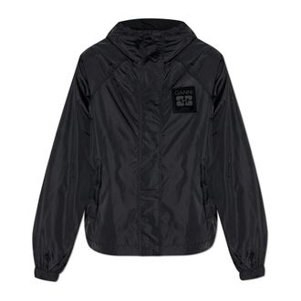 Ganni Light Jackets, female, Black, 2XS/XS, Hooded Jacket