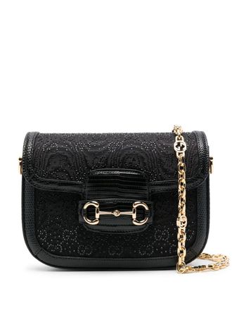 Gucci Horsebit 1955 GG crystal mini bag - Black