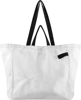 Generic White pattern Reusable Canvas Tote Bag, Heavy Duty Grocery Shopping Bag with Large Capacity Hard Bottom Double Handles Work Groceries Travel
