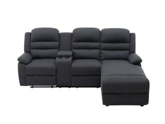 VENTE-UNIQUE.COM Sof&aacute; rinconera poli&eacute;ster 4 plazas gris antracita 231x172cm