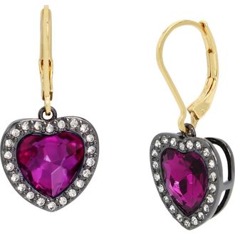 Kurt Geiger Heart Halo Drop Lever Back Earrings in Pink at Nordstrom Rack