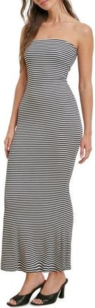 Favorite Daughter The Clean Slate Stripe Strapless Maxi Dress in Black/White Stripe at Nordstrom, Size X-Small