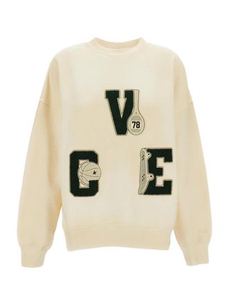 Golden Goose White Relaxed-Fit Sporty Appliqu&eacute; Sweater