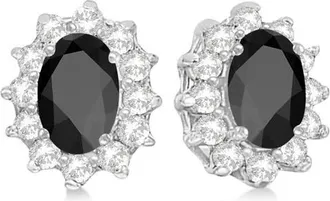 Allurez Oval Black Onyx & Diamond Accented Earrings 14k in 2.05Ct/white Gold at Nordstrom
