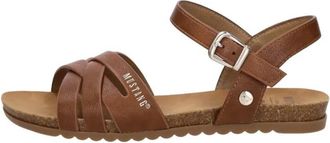 Mustang Sandalen Plat - Dames - Sandalen - Bruin - 37 EU - Leer - Schoenen