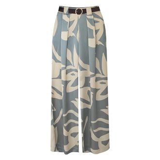 Kocca Wide Trousers, female, Multicolor, XL, Flared-leg Trousers with Ivory Detailing