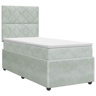 vidaXL Cama Box Spring Con Colch&oacute;n Gris Claro 90 X 190 Cm Terciopelo Vidaxl