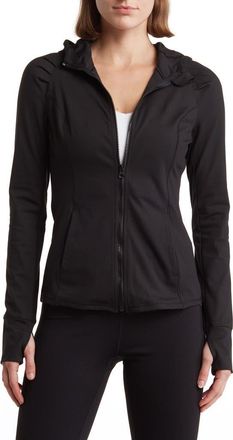 Yogalicious Slim Fit Hooded Zip Jacket in Black at Nordstrom Rack, Size Medium
