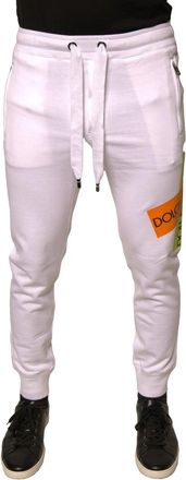 Dolce & Gabbana Mens White Logo Tape Jogger Cotton Sweatpant Pants