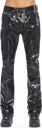 Cult of Individuality Patent Leather Lenny Bootcut 603 Jeans In Black