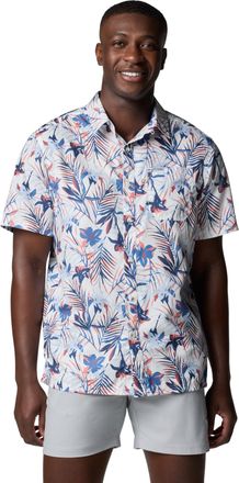 Columbia Mens Super Slack Tide Camp Shirt, White Tropicfield, Large