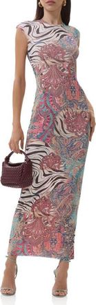 AFRM Cody Print Mesh Dress in Gilded Paisley at Nordstrom, Size X-Small