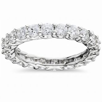 Pompeii3 3ct Trellis Diamond Eternity Wedding Ring 14K White Gold Size Selectable