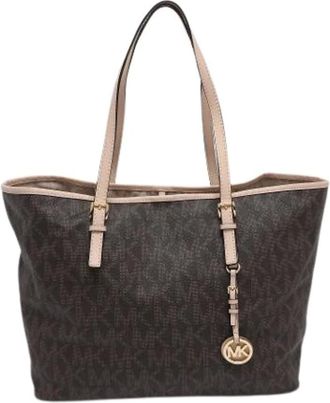 Michael Kors Pre-owned Tote Bags, female, Brown, Size: ONE SIZE Pre-owned Coated Canvas Shoulder Bag