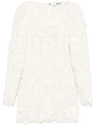 Rotate 3D lace mini dress - women - Polyester/Elastane/Polyester - 40 - Neutrals