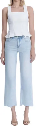 Flying Monkey Womens High Rise Slim Wide Comfort Jean In Light Wash