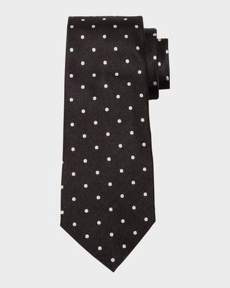 Ralph Lauren Purple Label Polka-Dot Silk Satin Tie