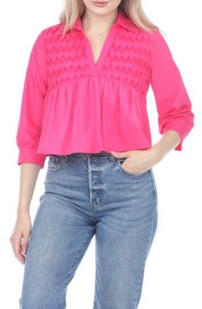 Rain + Rose Smocked Babydoll Top in Fuchsia at Nordstrom Rack, Size X-Large