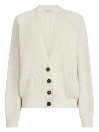 Brunello Cucinelli ribbed pocket cardigan - Neutrals