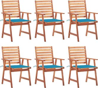 vidaXL Vidaxl - Sillas Comedor De Jard&iacute;n Y Cojines 6 Uds Madera Maciza Acacia