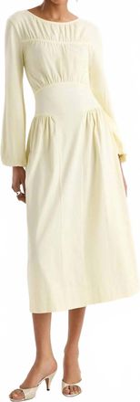 Merlette Nayeli Long Balloon Sleeve Dress In Straw