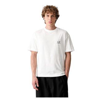 C.P. Company C.P. Company - Camiseta de Algod&oacute;n 30/1 con Logo y Manga Corta - Tops - Hombre - Blanco - S