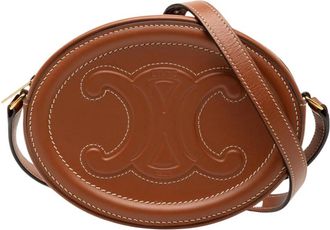 Celine Pre-owned Oval Lederen Schoudertas - Dames - Vintage Schoudertas - Bruin - ONE Size - Leer - Vintage