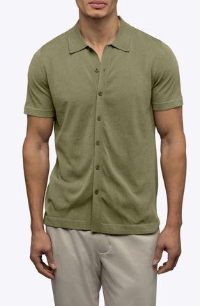 Cuts Riviera Cotton Blend Knit Camp Shirt in Capers at Nordstrom, Size Xx-Large