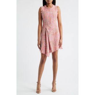 Vince Camuto Pleat Detail Boucl&eacute; Dress in Pink Multi at Nordstrom Rack, Size 10