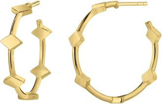 Gold & Honey Womens Diamond Station Hoop Earrings In Gold