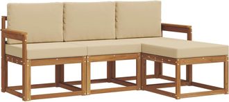 vidaXL Conjunto De Sof&aacute;s De Exterior 4 Uds. Natural Y Beige Vidaxl