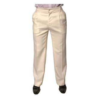 Dolce & Gabbana Straight Trousers, male, White, Size: M Straight Dress Pants