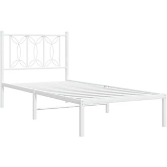 vidaXL Estructura Cama Sin Colch&oacute;n Con Cabecero Metal Blanco 75x190 Cm Vidaxl