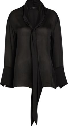 Balmain Scarf-effect Silk Blouse - Black - 34 (UK6 / XS)