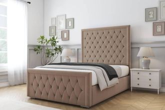 Comfort Beds Hilton Plush Bed Frame With Mattress-50 Upholstered in Taupe | Size: Double