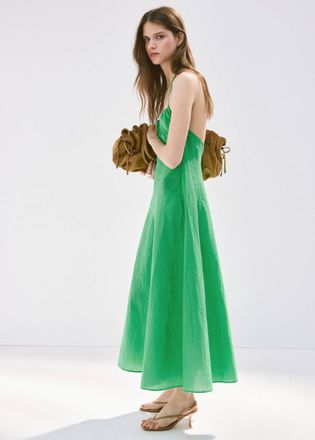 Mango Vestito halter dettagli increspati verde - Donna - S - MANGO