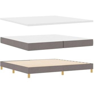 vidaXL Cama Tipo Box Spring Con Cabecera Taup&eacute; 200 X 200 Cm Tela Vidaxl