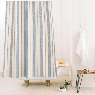 Deny Designs Little Arrow Design Co Ivy Stripes Cream And Blue Shower Curtain
