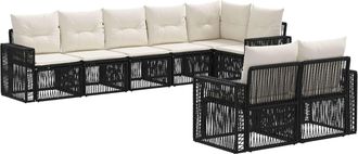 vidaXL Conjunto De Sof&aacute;s De Jard&iacute;n 8 Uds. Negro Y Blanco Crema Vidaxl